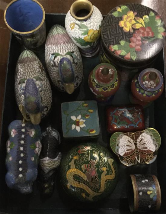 Collection of cloisonne enamel miniature items